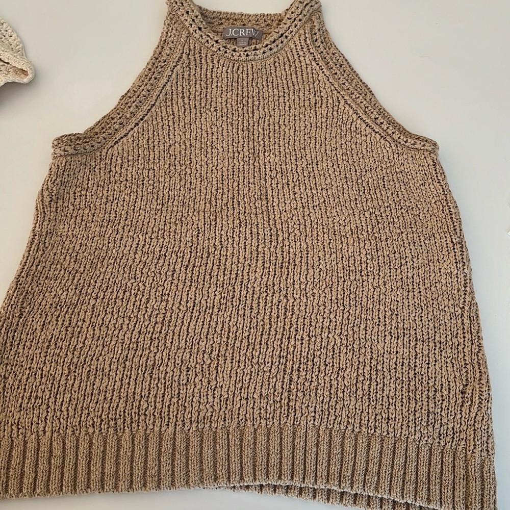 J Crew.. High Neck Textured Pointelle sweater Tank..New